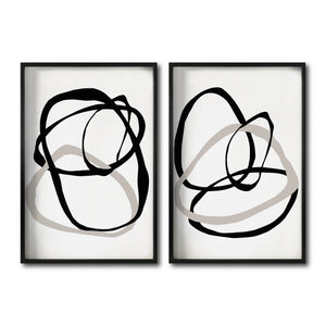 Set de Cuadros Decorativos Abstracto Negro Arena 004 - Para Comedor