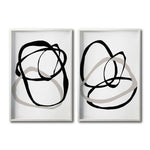 Cargar imagen en el visor de la galería, Set 2 Cuadros Decorativos Abstracto Negro Arena 004 - Arte lineal Estilo Boho Minimalista
