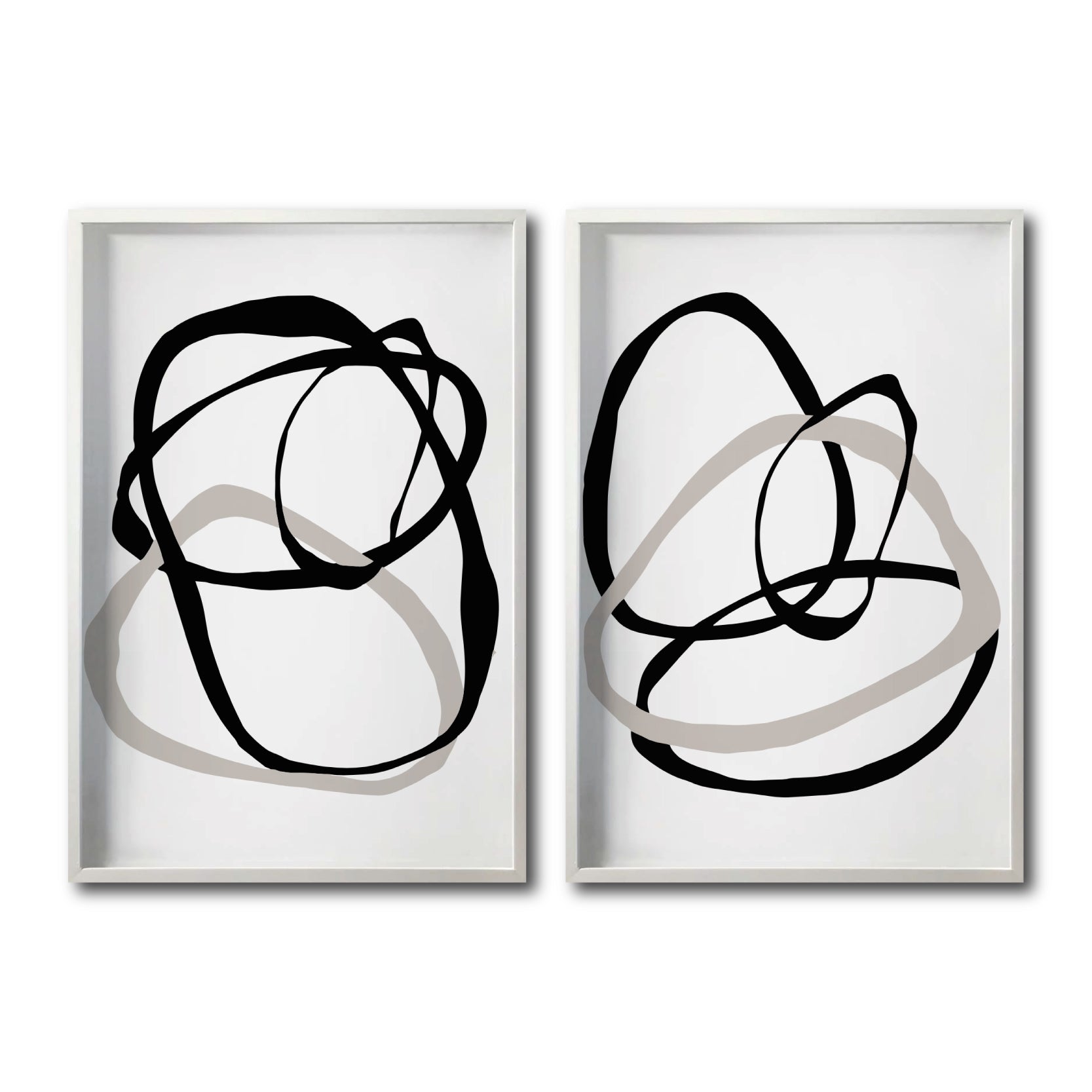 Set de Cuadros Decorativos Abstracto Negro Arena 004 - Para Comedor