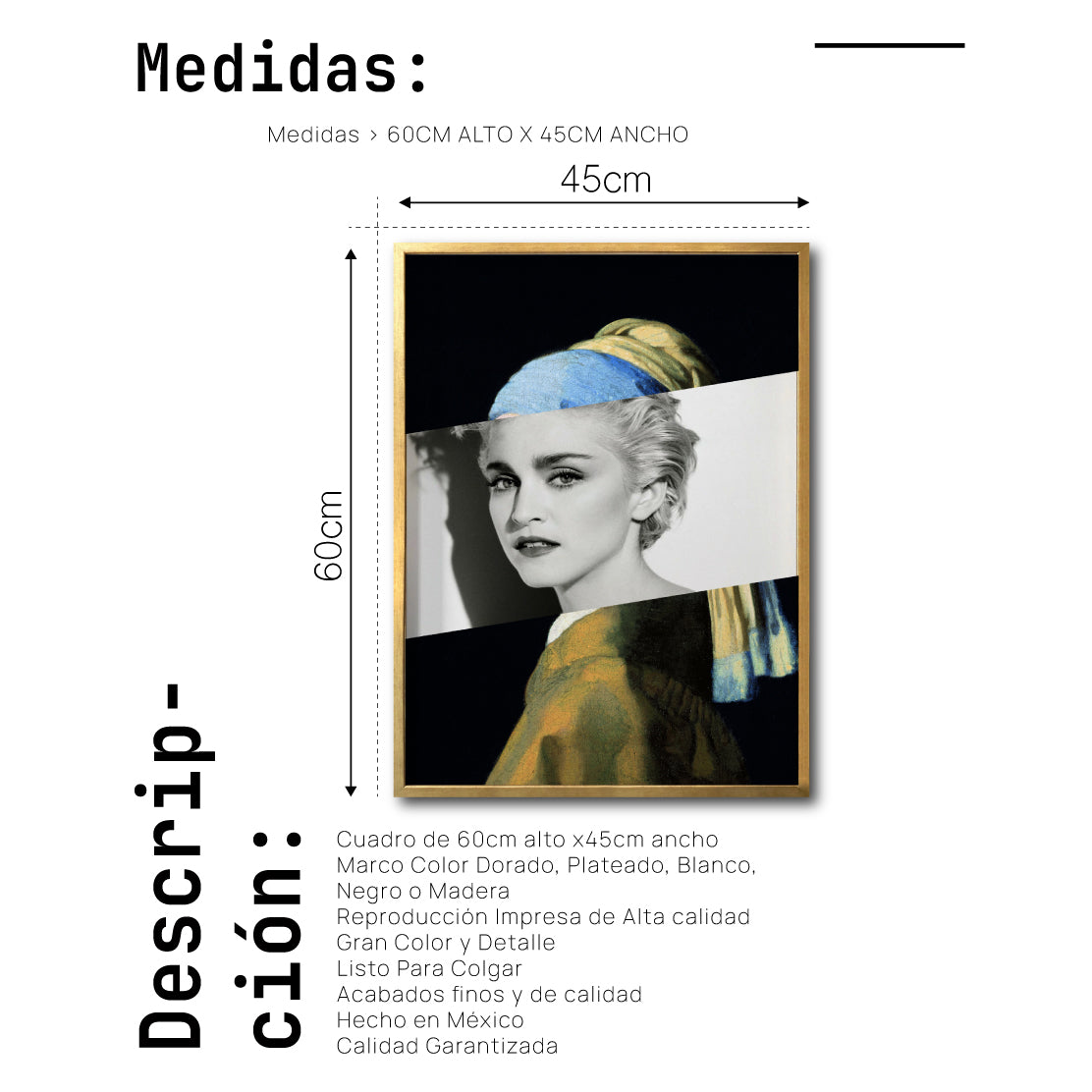 Cuadro Decorativo Rostros 004 la Joven de la Perla - Madonna