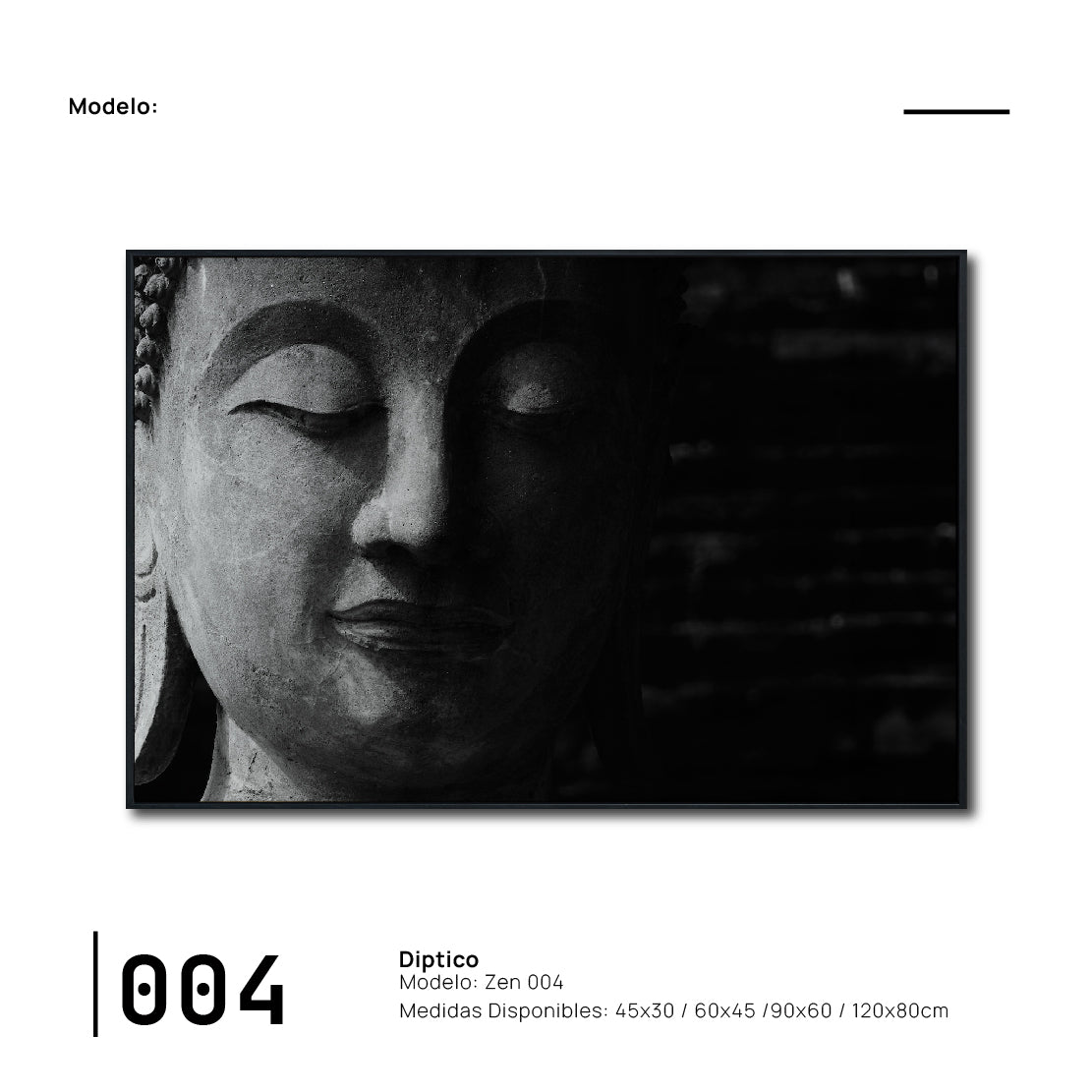 Cuadro Decorativo - Zen 004 - Buda en Meditación - Fondo Negro