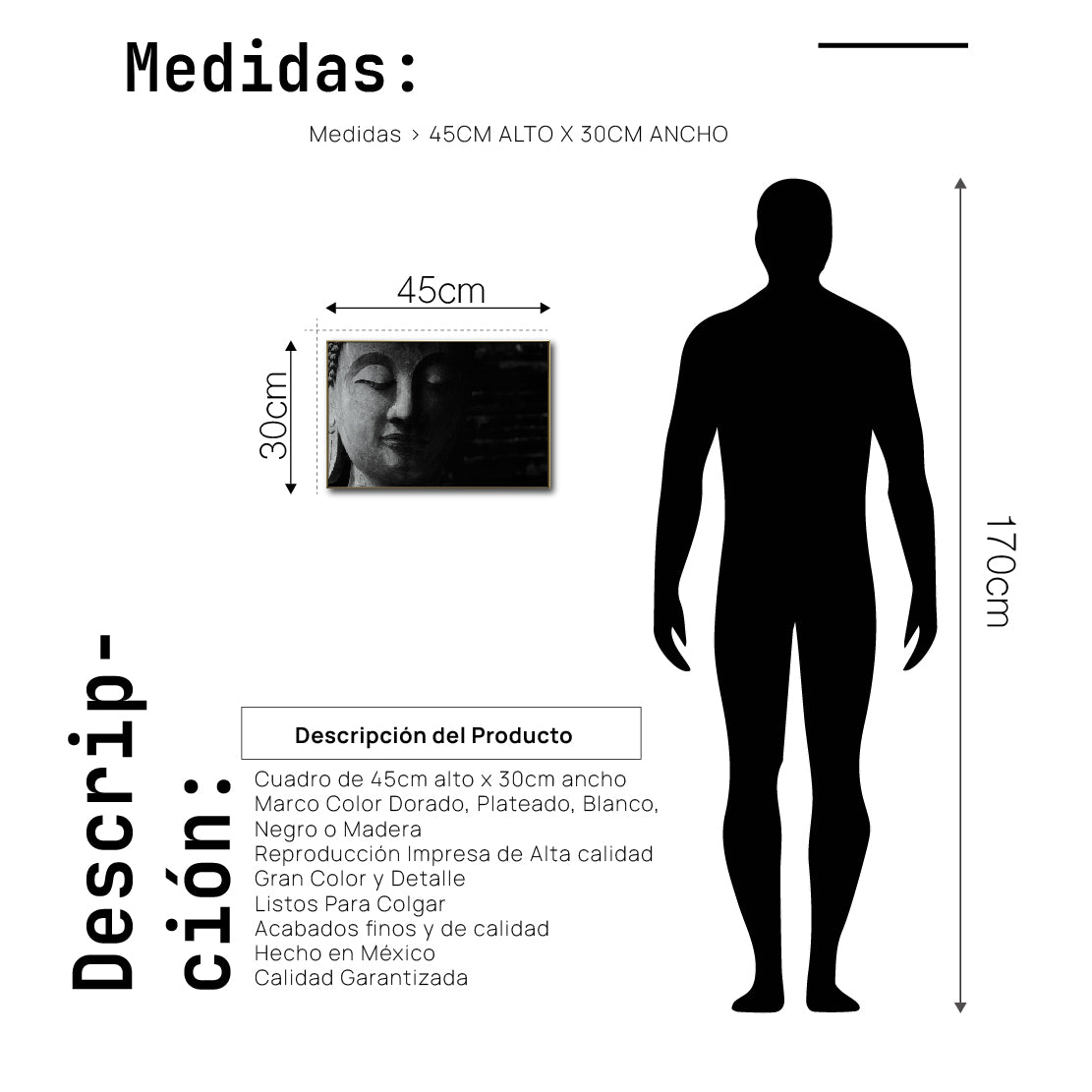 Cuadro Decorativo - Zen 004 - Buda en Meditación - Fondo Negro