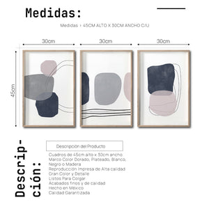 Set Cuadros Decorativos Abstract Colors 005 - Para Sala