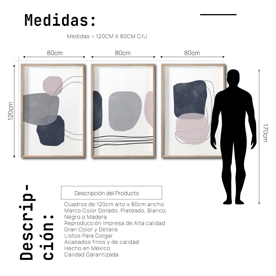 Set Cuadros Decorativos Abstract Colors 005 - Para Sala