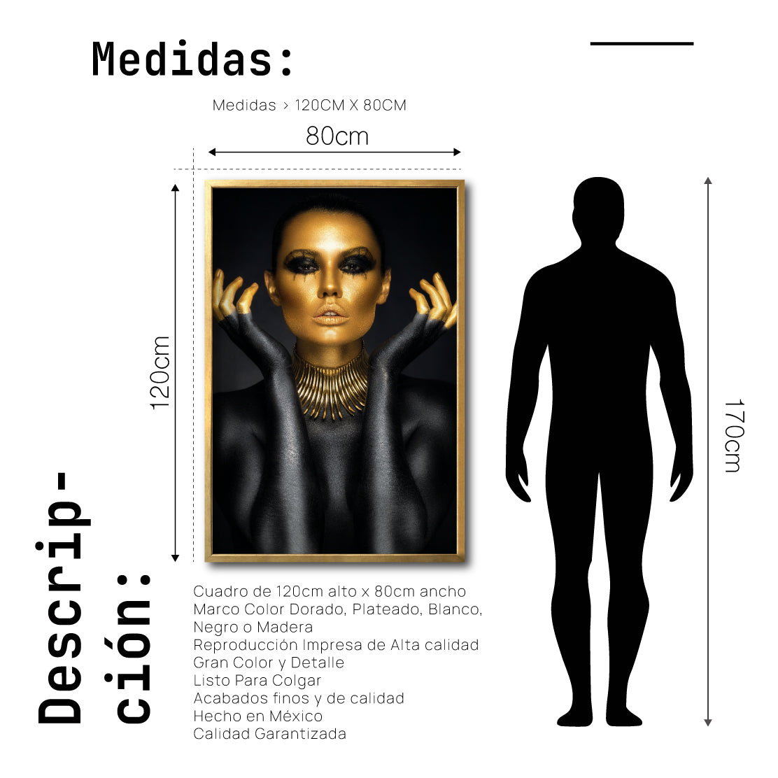 Cuadro Decorativo Black Woman 005 - Mujer Negra con Dorado