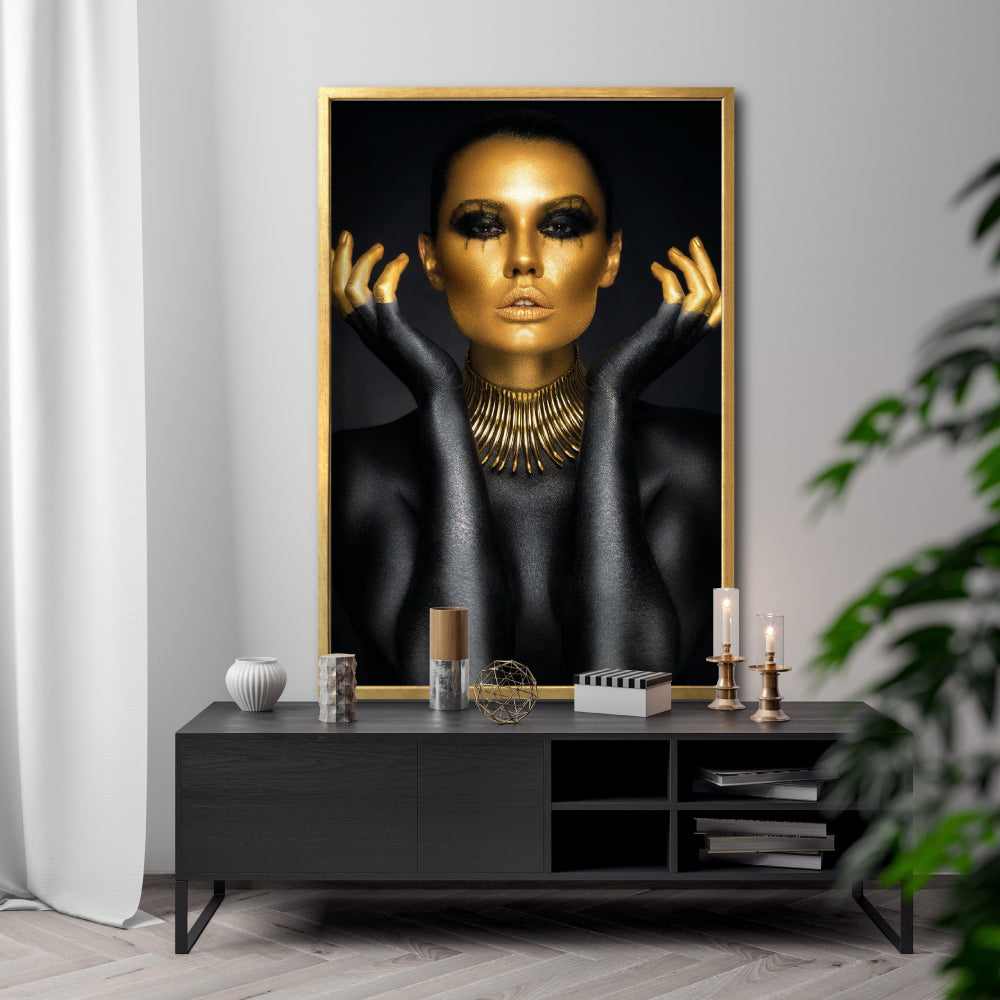 Cuadro Decorativo Black Woman 005 - Mujer Negra con Dorado