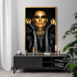 Cargar imagen en el visor de la galería, Cuadro Decorativo Black Woman 005 - Mujer Negra con Dorado

