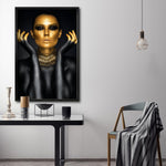 Cargar imagen en el visor de la galería, Cuadro Decorativo Black Woman 005 - Mujer Negra con Dorado
