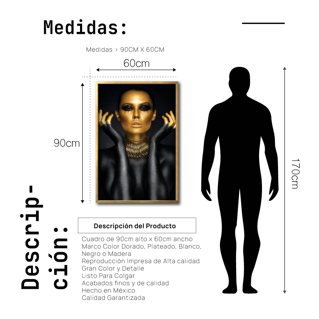 Cuadro Decorativo Black Woman 005 - Mujer Negra con Dorado