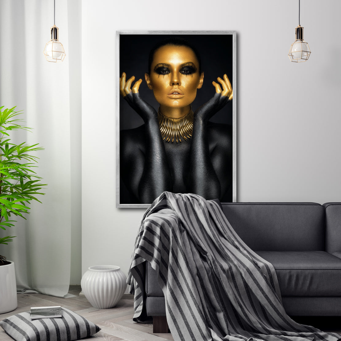 Cuadro Decorativo Black Woman 005 - Mujer Negra con Dorado