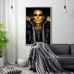 Cargar imagen en el visor de la galería, Cuadro Decorativo Black Woman 005 - Mujer Negra con Dorado
