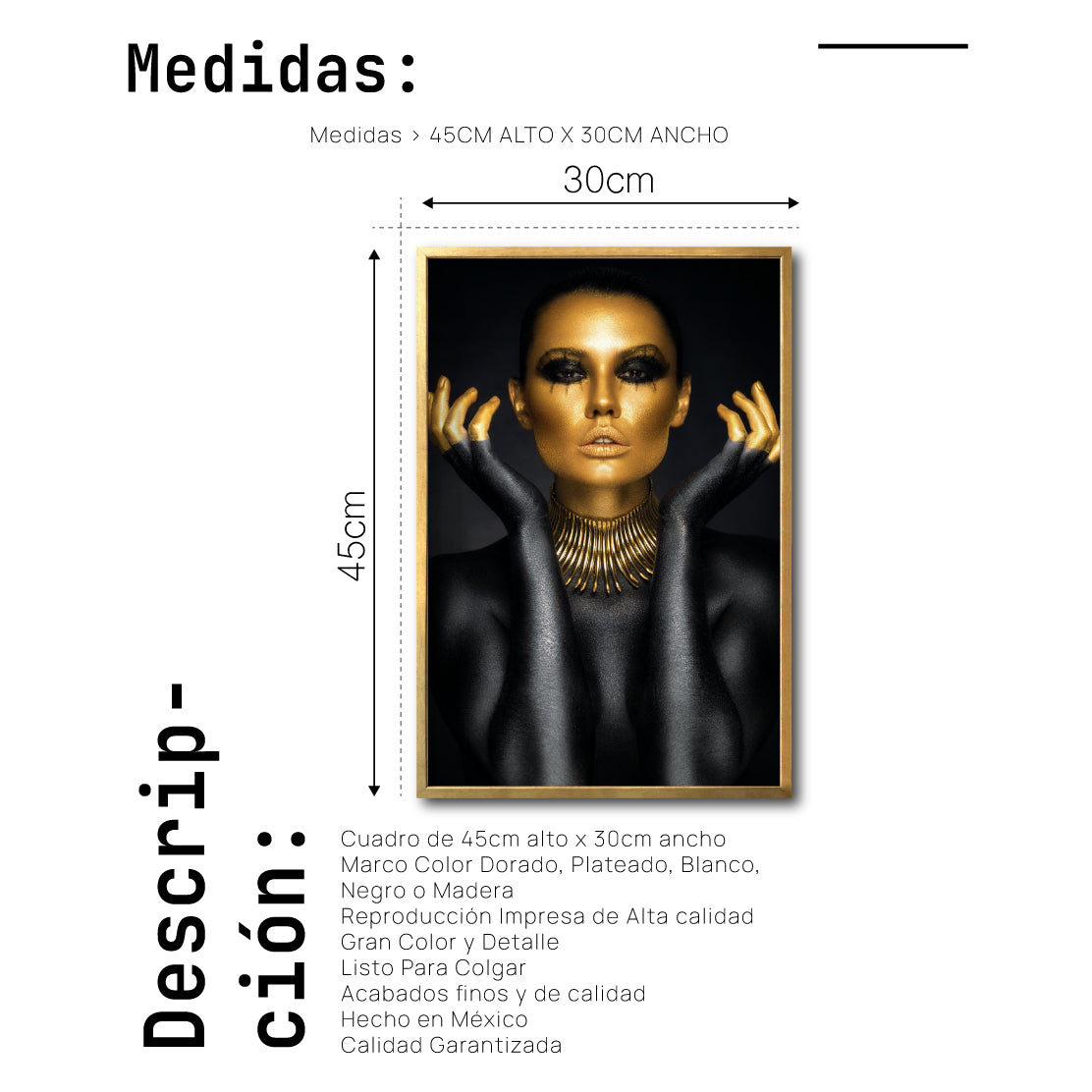 Cuadro Decorativo Black Woman 005 - Mujer Negra con Dorado