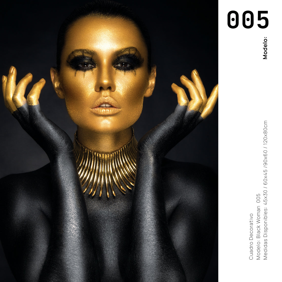 Cuadro Decorativo Black Woman 005 - Mujer Negra con Dorado
