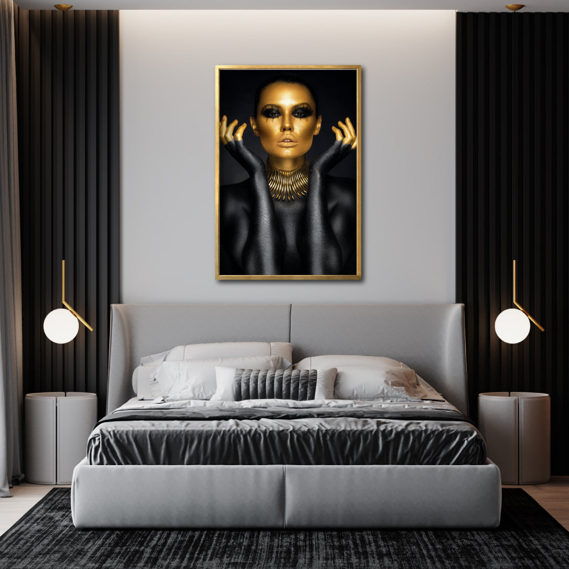Cuadro Decorativo Black Woman 005 - Mujer Negra con Dorado