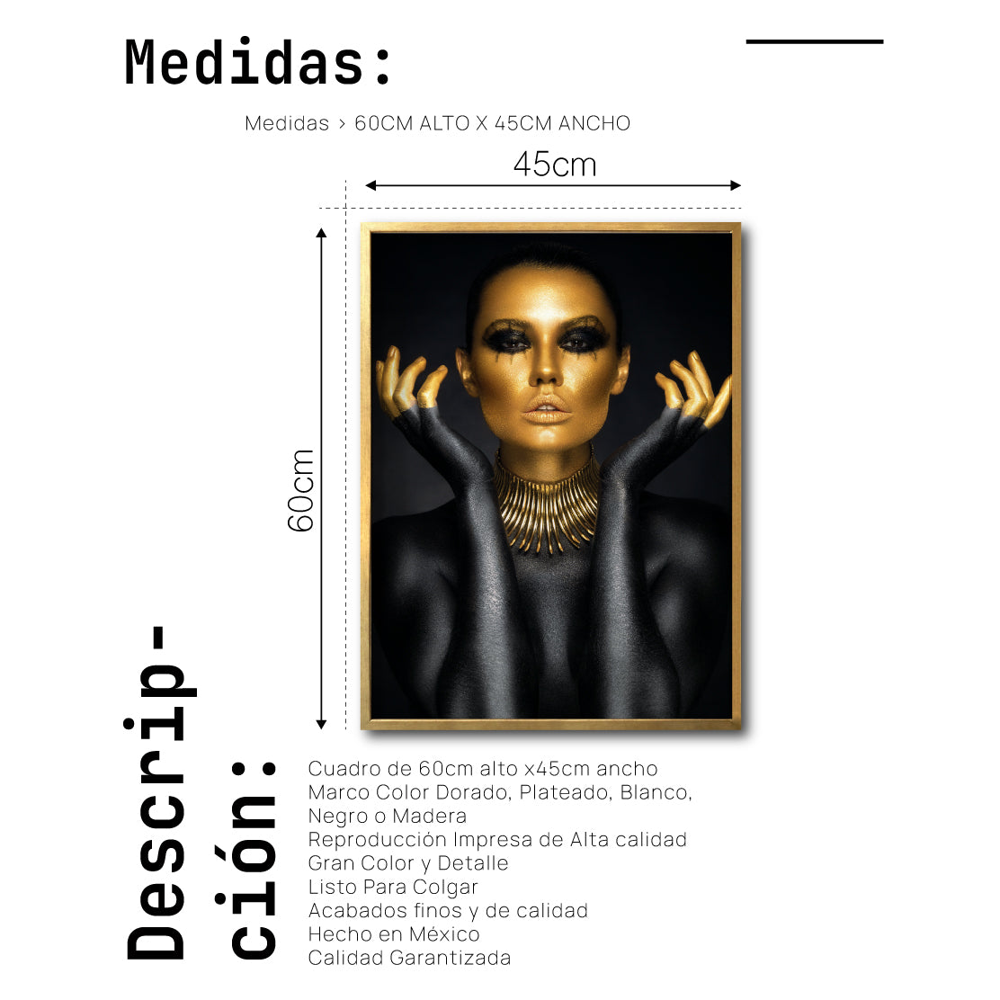 Cuadro Decorativo Black Woman 005 - Mujer Negra con Dorado