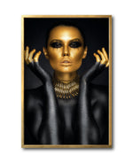 Cargar imagen en el visor de la galería, Cuadro Decorativo Black Woman 005 - Mujer Negra con Dorado
