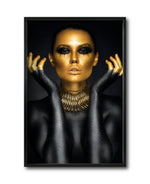 Cargar imagen en el visor de la galería, Cuadro Decorativo Black Woman 005 - Mujer Negra con Dorado

