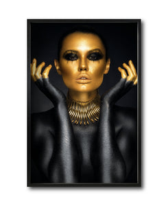 Cuadro Decorativo Black Woman 005 - Mujer Negra con Dorado