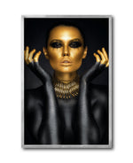 Cargar imagen en el visor de la galería, Cuadro Decorativo Black Woman 005 - Mujer Negra con Dorado
