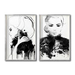 Cargar imagen en el visor de la galería, Set 2 Cuadros Decorativos Abstracto Negro Arena 005 - Para Credenza
