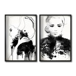 Cargar imagen en el visor de la galería, Set 2 Cuadros Decorativos Abstracto Negro Arena 005 - Para Credenza
