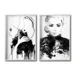 Cargar imagen en el visor de la galería, Set 2 Cuadros Decorativos Abstracto Negro Arena 005 - Para Credenza
