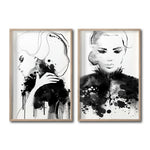 Cargar imagen en el visor de la galería, Set 2 Cuadros Decorativos Abstracto Negro Arena 005 - Para Credenza
