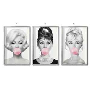 Set Cuadros Decorativos Bubble Gum 006 Marilyn, Audrey y Brigitte