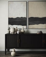 Cargar imagen en el visor de la galería, Set Cuadros Decorativos Abstracto Negro Arena 2-241 - Diptico Moderno y Minimalista Arte Estilo Nordico Tonos Neutros
