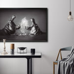 Cargar imagen en el visor de la galería, Cuadro Decorativo Fauna 007 - Hipopótamos Blanco y Negro
