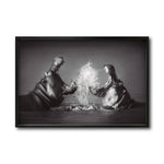 Cargar imagen en el visor de la galería, Cuadro Decorativo Fauna 007 - Hipopótamos Blanco y Negro

