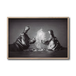 Cargar imagen en el visor de la galería, Cuadro Decorativo Fauna 007 - Hipopótamos Blanco y Negro

