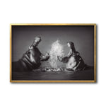 Cargar imagen en el visor de la galería, Cuadro Decorativo Fauna 007 - Hipopótamos Blanco y Negro
