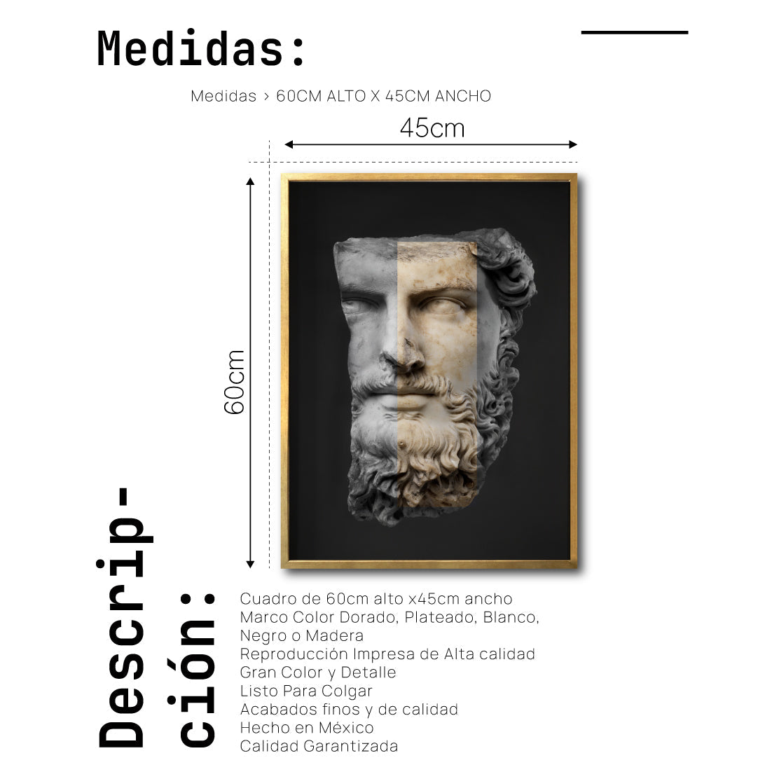 Cuadro Decorativo Esculturas 007 Hércules para Sala