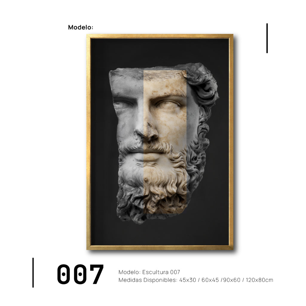 Compra cuadro decorativo Canvas de Escultura online para tu comedor  Hércules rostro blanco y negro