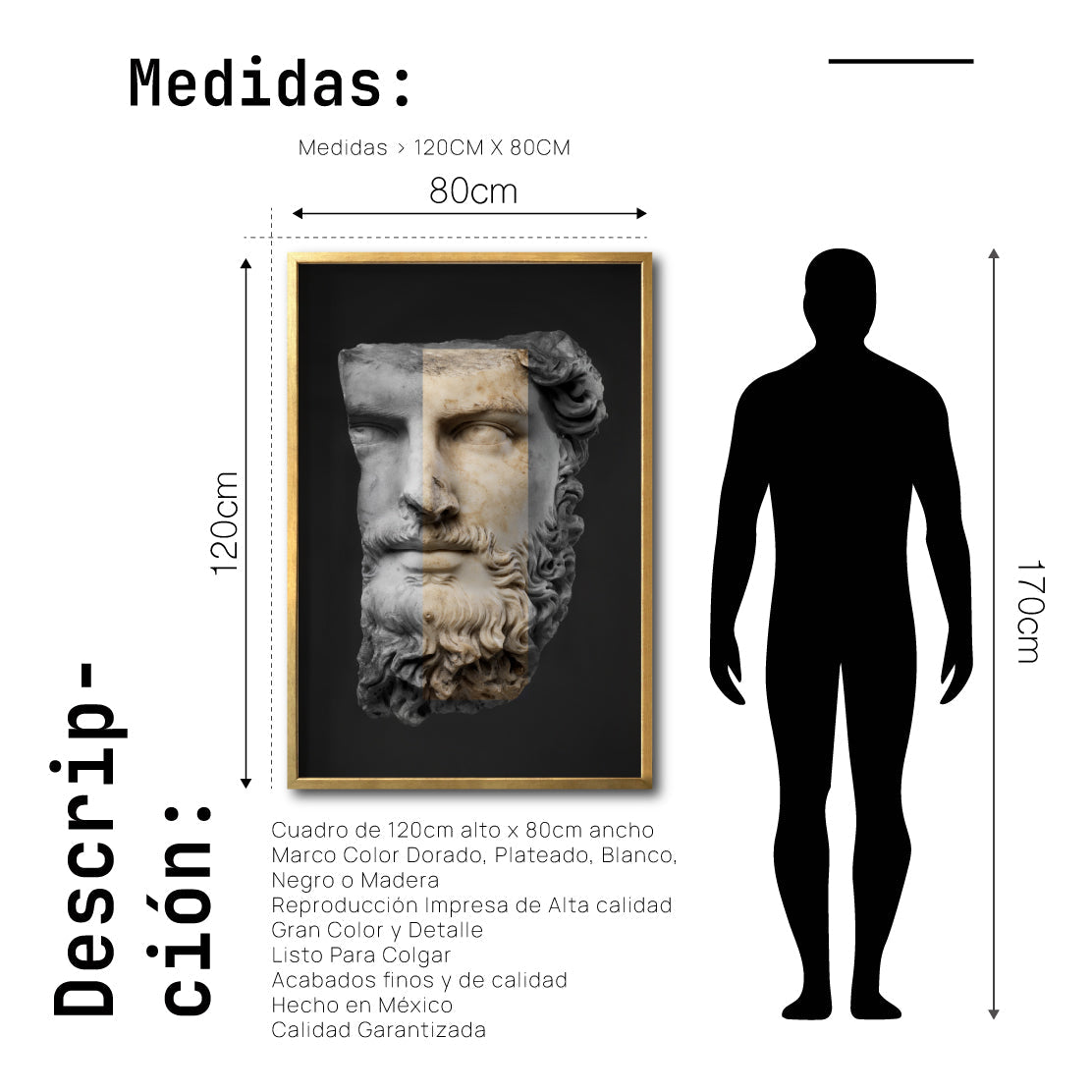 Cuadro Decorativo Esculturas 007 Hércules para Sala