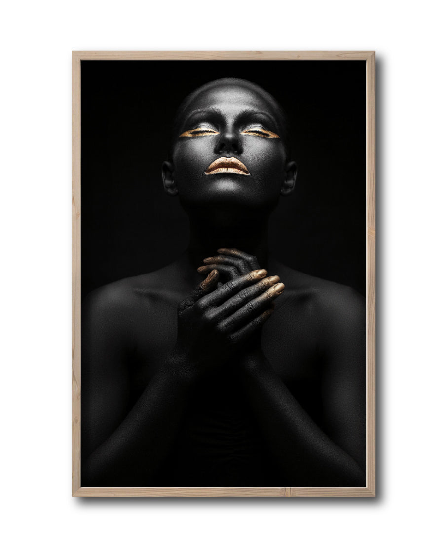 Cuadro Decorativo Black Woman 007 - Mujer Negra Africana con Dorado