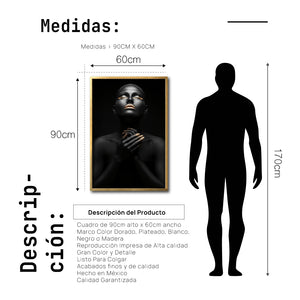 Cuadro Decorativo Black Woman 007 - Mujer Negra Africana con Dorado