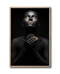 Cuadro Decorativo Black Woman 007 - Mujer Negra Africana con Dorado