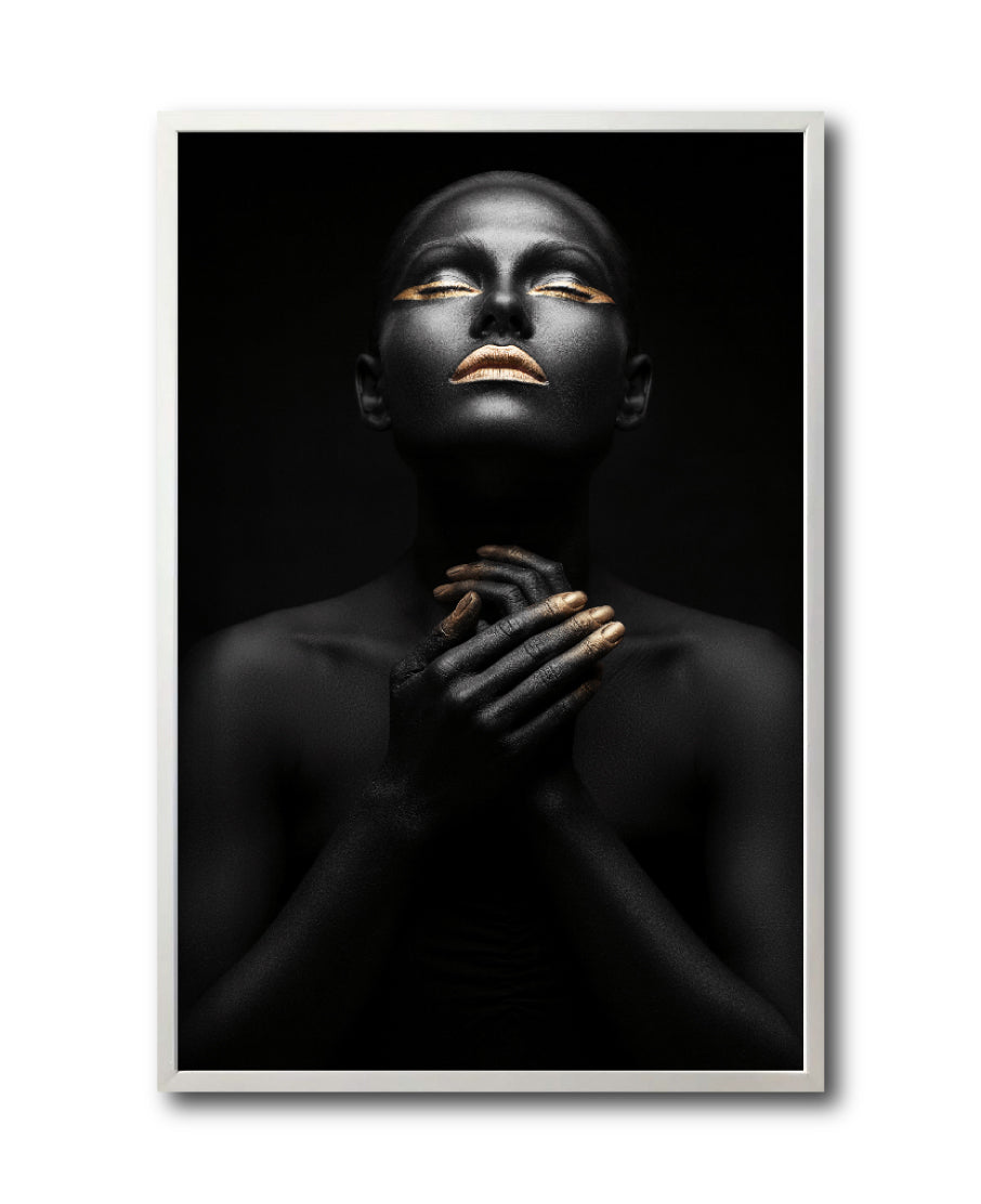 Cuadro Decorativo Black Woman 007 - Mujer Negra Africana con Dorado