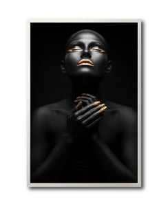 Cuadro Decorativo Black Woman 007 - Mujer Negra Africana con Dorado