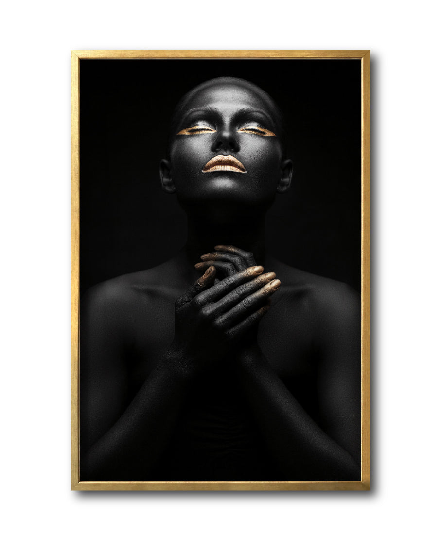 Cuadro Decorativo Black Woman 007 - Mujer Negra Africana con Dorado