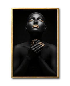 Cuadro Decorativo Black Woman 007 - Mujer Negra Africana con Dorado