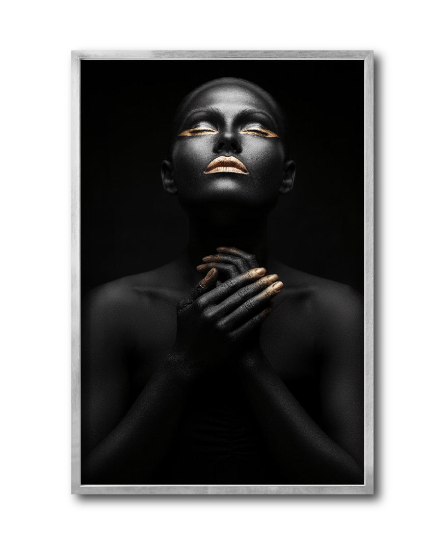 Cuadro Decorativo Black Woman 007 - Mujer Negra Africana con Dorado