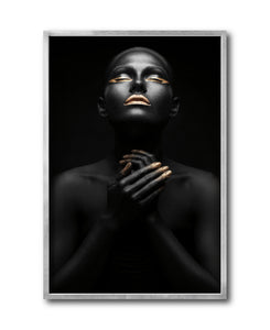 Cuadro Decorativo Black Woman 007 - Mujer Negra Africana con Dorado