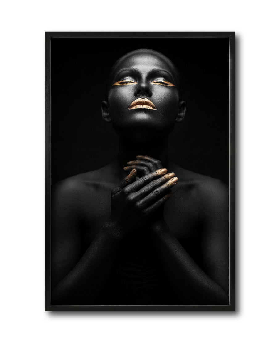 Cuadro Decorativo Black Woman 007 - Mujer Negra Africana con Dorado