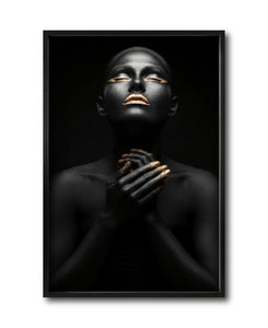 Cuadro Decorativo Black Woman 007 - Mujer Negra Africana con Dorado