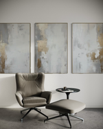 Cargar imagen en el visor de la galería, Set Cuadros Decorativos Abstracto Negro Arena 2 - 278 - Triptico Moderno y Elegante Arte Estilo Nordico en Blanco, Gris y Dorado Oro
