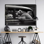 Cargar imagen en el visor de la galería, Venta de cuadros decorativos Canvas Animals Car window para tu comedor.  Animales Clásicos, moderno, Blanco y Negro. Oso.
