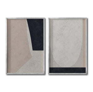 Set Cuadros Decorativos Abstract Colors 008 - Arte Abstracto en Beige y Negro